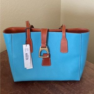 Dooney & Burke Blue Pebble Leather Small Shannon Tote